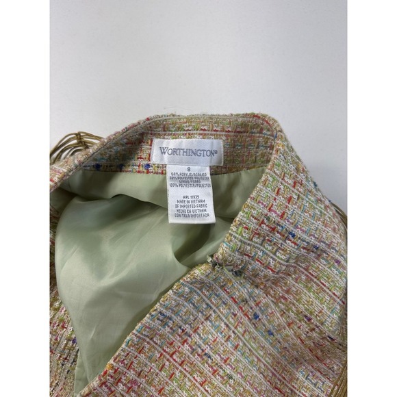 Worthington Tweed A-Line Skirt with Braided Belt Colorful Accents 8 - Picture 2 of 10